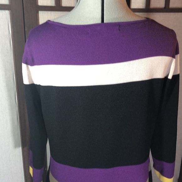 Jones New York sweater dress in black, purple, ecru, yellow, and light gray / L - Picture 9 of 14